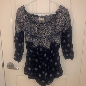 Cotton Candy LA off the shoulder patterned romper